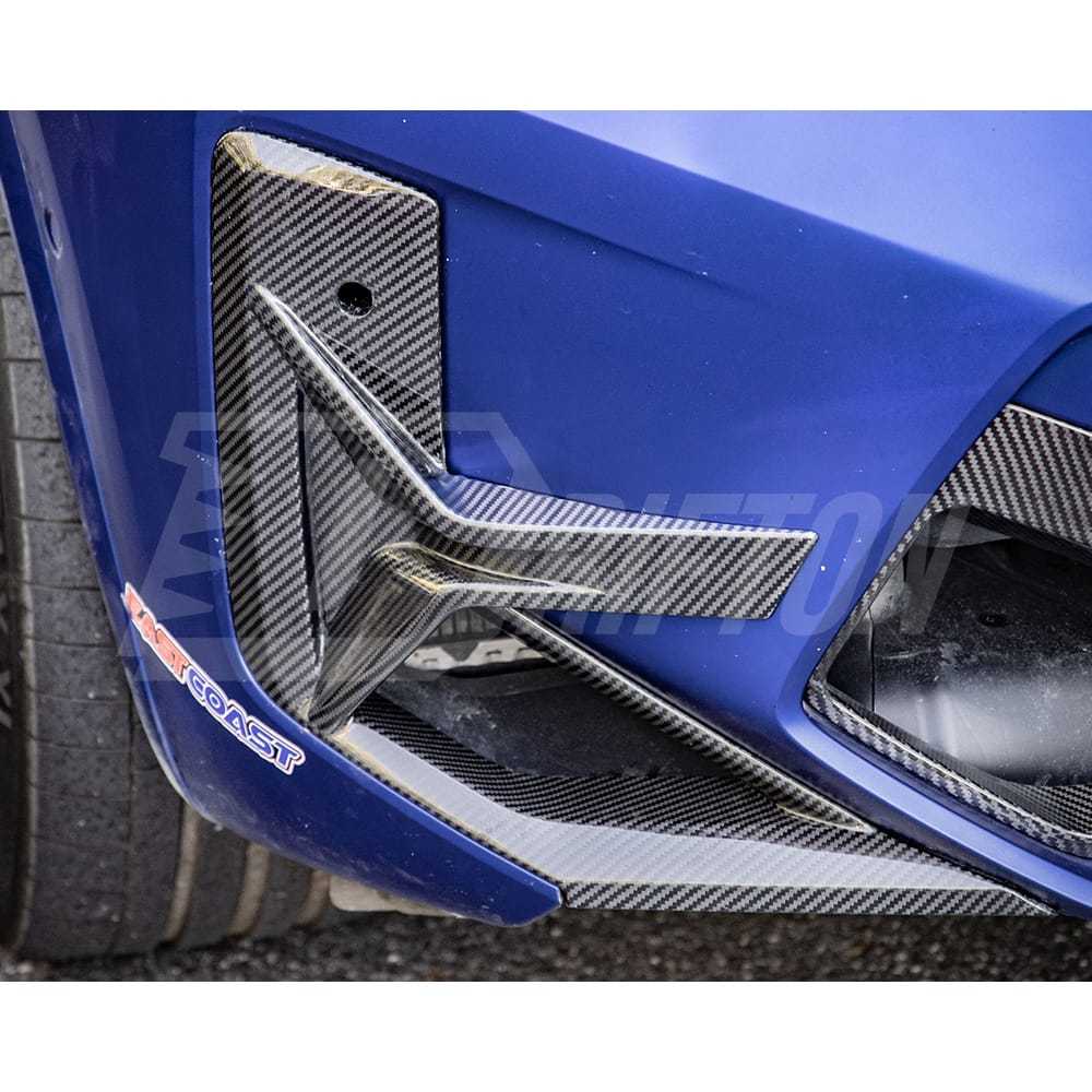 SQ Style Dry Carbon Fiber Front Bumper Canards For BMW F97 X3M F98 X4M LCI 2022-2024