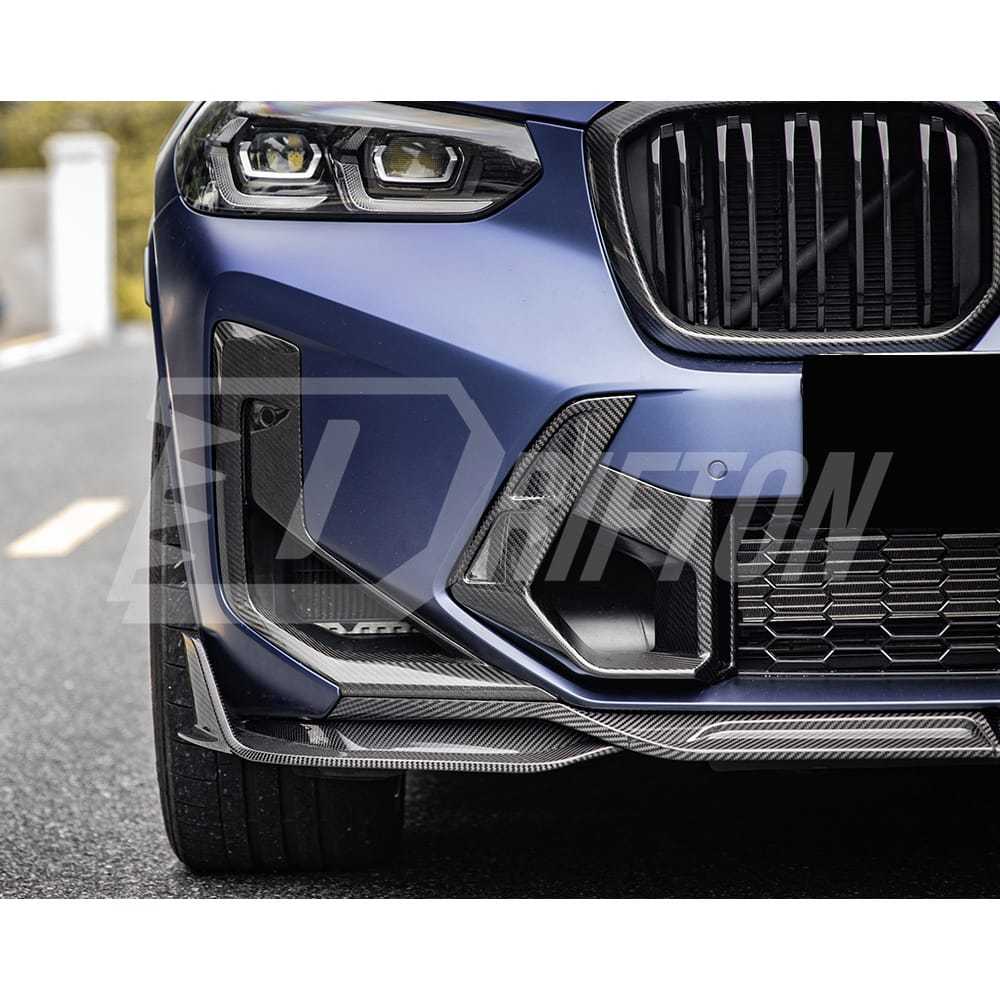 SQ Style Dry Carbon Fiber Front Vent Cover Trims For BMW F97 X3M F98 X4M LCI 2022-2024