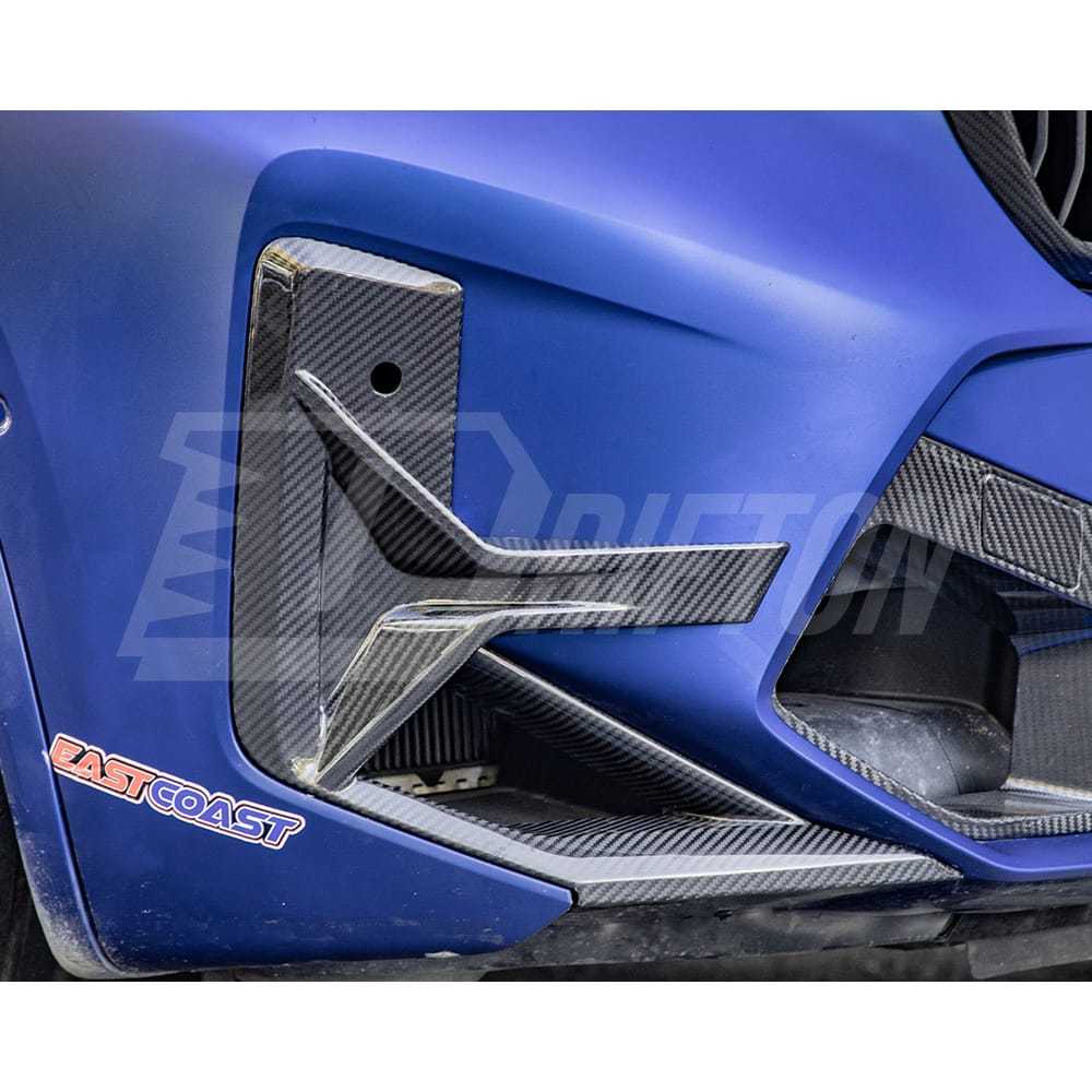 SQ Style Dry Carbon Fiber Front Bumper Canards For BMW F97 X3M F98 X4M LCI 2022-2024