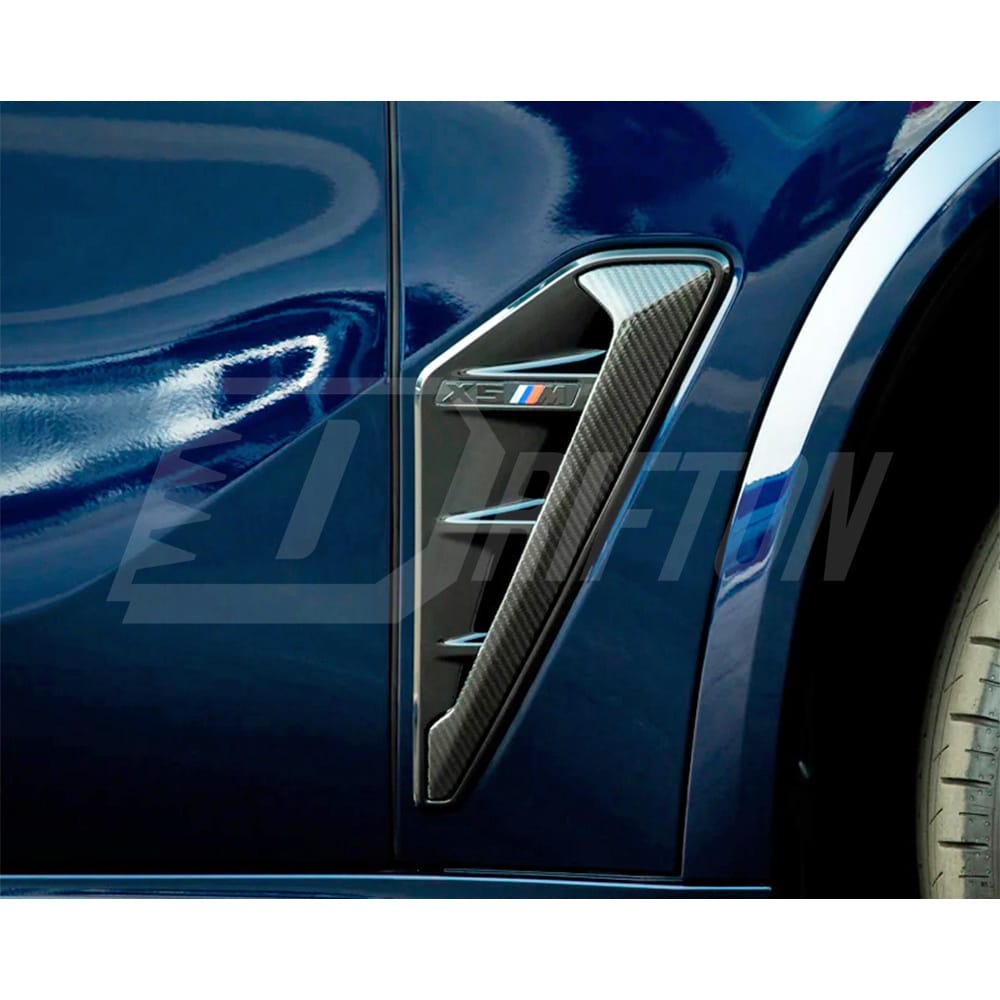 Carbon Fiber Fender Vent Cover Trims For BMW F95 X5M 2019-2023
