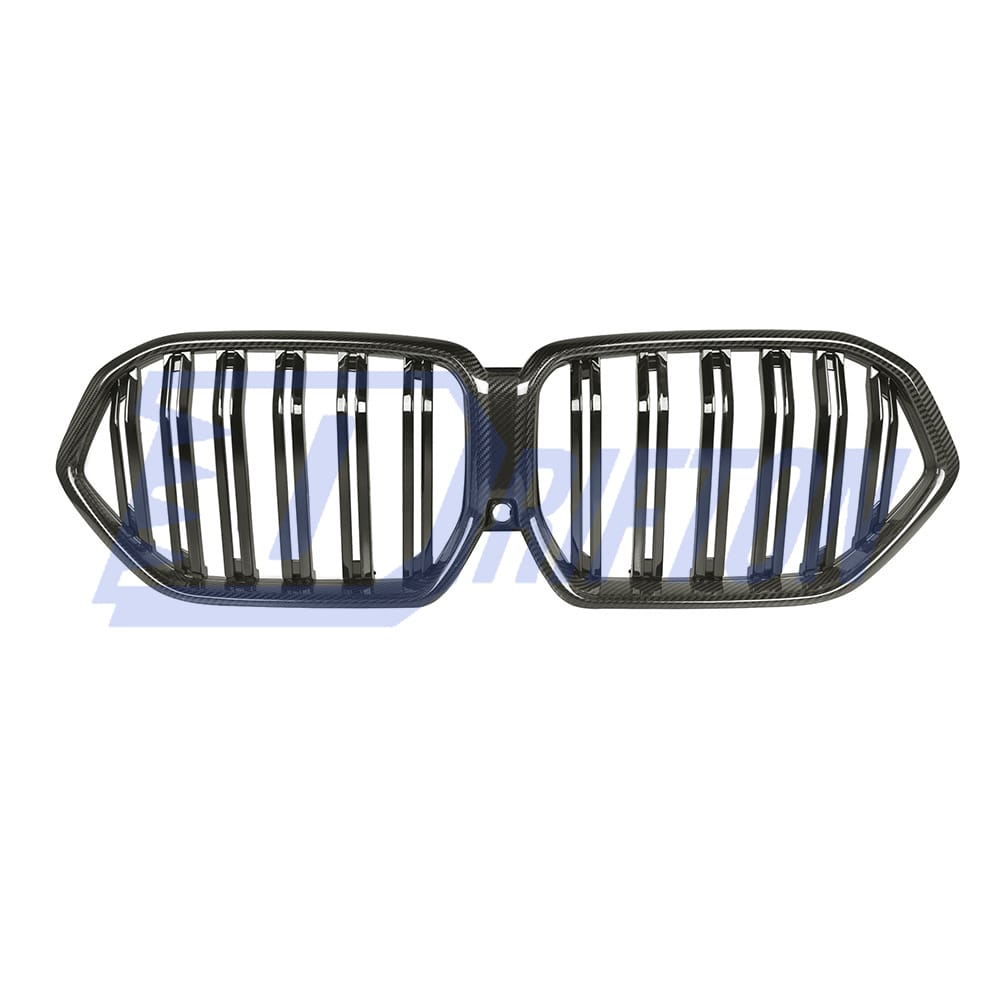 Double Slat Style Dry Carbon Fiber Front Bumper Grille For BMW F96 X6M 2019-2023