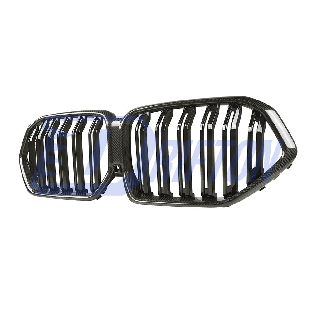 Double Slat Style Dry Carbon Fiber Front Bumper Grille For BMW F96 X6M 2019-2023