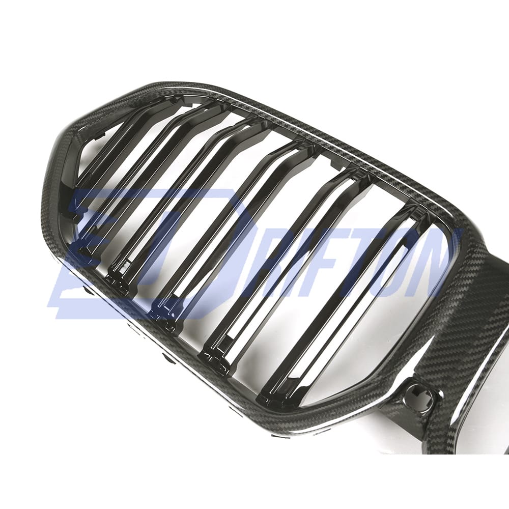 Double Slat Style Dry Carbon Fiber Front Bumper Grille For BMW F96 X6M 2019-2023