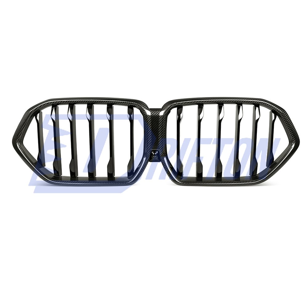 Single Slat Style Dry Carbon Fiber Front Bumper Grille For BMW F96 X6M 2019-2023