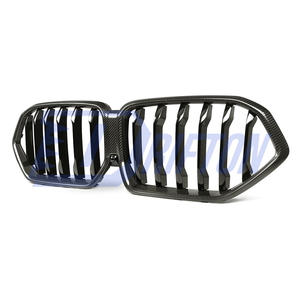 Single Slat Style Dry Carbon Fiber Front Bumper Grille For BMW F96 X6M 2019-2023