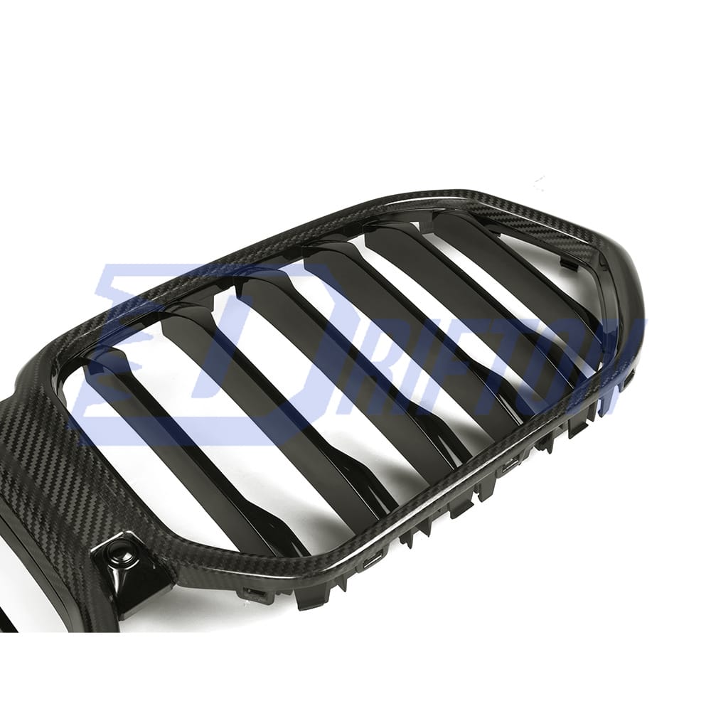 Single Slat Style Dry Carbon Fiber Front Bumper Grille For BMW F96 X6M 2019-2023