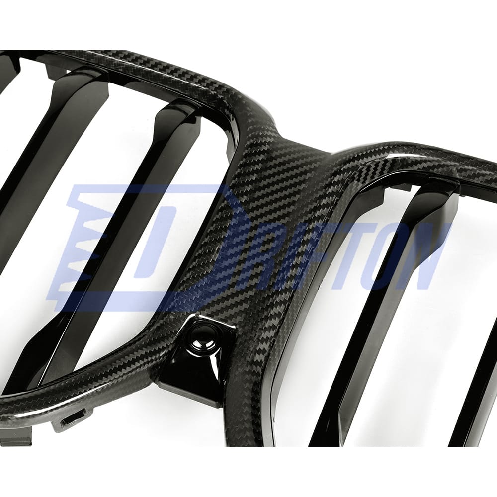 Single Slat Style Dry Carbon Fiber Front Bumper Grille For BMW F96 X6M 2019-2023