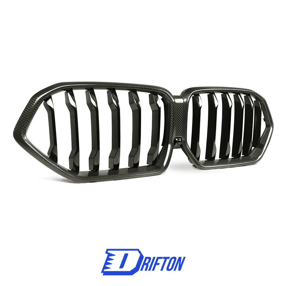 Single Slat Style Dry Carbon Fiber Front Bumper Grille For BMW F96 X6M 2019-2023
