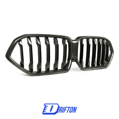 Single Slat Style Dry Carbon Fiber Front Bumper Grille For BMW F96 X6M 2019-2023