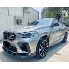 LD Style Carbon Fiber Front Fender Vent Canards Trims For BMW F96 X6M 2019-2023