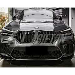 Double Slat Style Dry Carbon Fiber Front Bumper Grille For BMW F96 X6M 2019-2023
