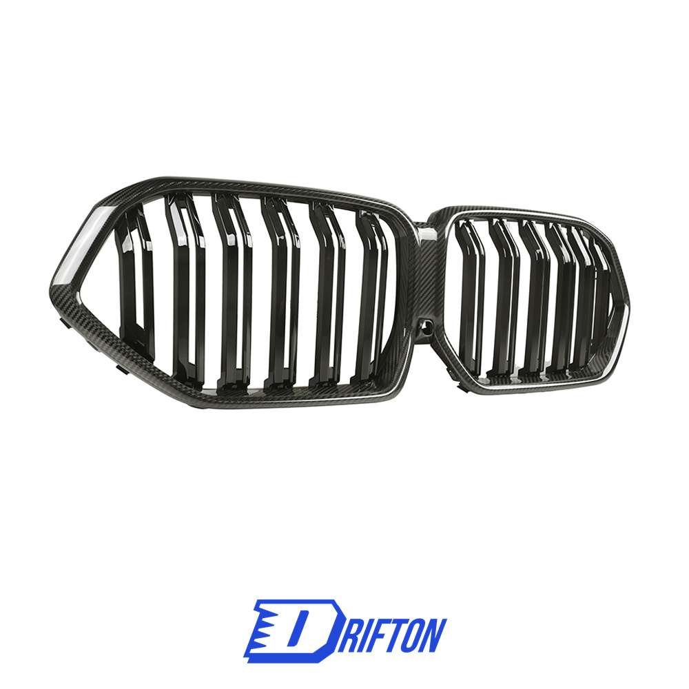 Double Slat Style Dry Carbon Fiber Front Bumper Grille For BMW F96 X6M 2019-2023