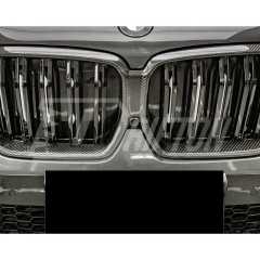Double Slat Style Dry Carbon Fiber Front Bumper Grille For BMW F96 X6M 2019-2023