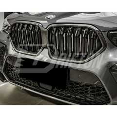 Double Slat Style Dry Carbon Fiber Front Bumper Grille For BMW F96 X6M 2019-2023