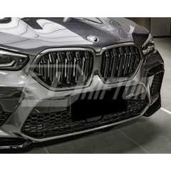 Double Slat Style Dry Carbon Fiber Front Bumper Grille For BMW F96 X6M 2019-2023