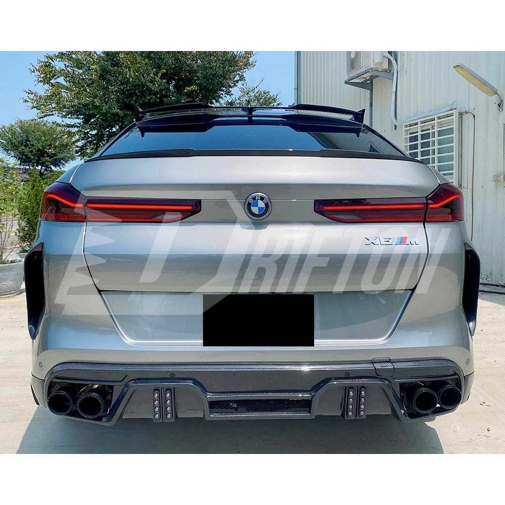 LD Style Carbon Fiber Rear Bumper Canards For BMW F96 X6M 2019-2023