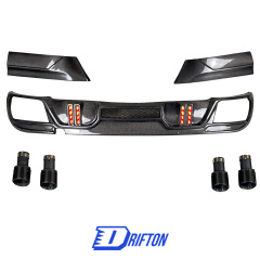 LD Style Carbon Fiber Rear Diffuser & 4  Exhaust Tips & LED Brake Light For BMW F96 X6M 2019-2023