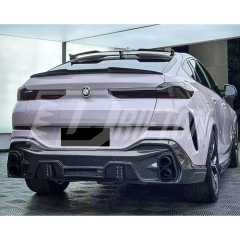 LD Style Carbon Fiber LED Brake Light Rear Diffuser & 4  Exhaust Tips For BMW X6 G06 2019-2023