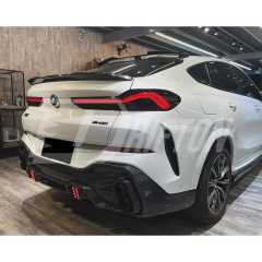 LD Style Carbon Fiber LED Brake Light Rear Diffuser & 4  Exhaust Tips For BMW X6 G06 2019-2023