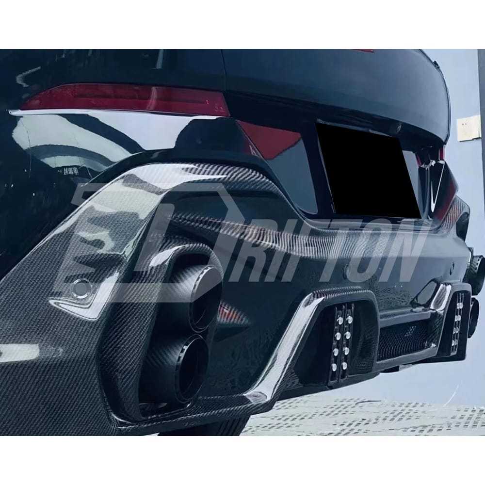 LD Style Carbon Fiber LED Brake Light Rear Diffuser & 4  Exhaust Tips For BMW X6 G06 2019-2023