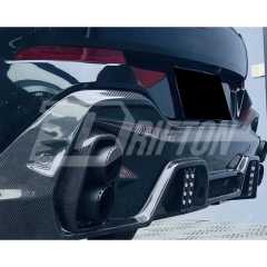 LD Style Carbon Fiber LED Brake Light Rear Diffuser & 4  Exhaust Tips For BMW X6 G06 2019-2023