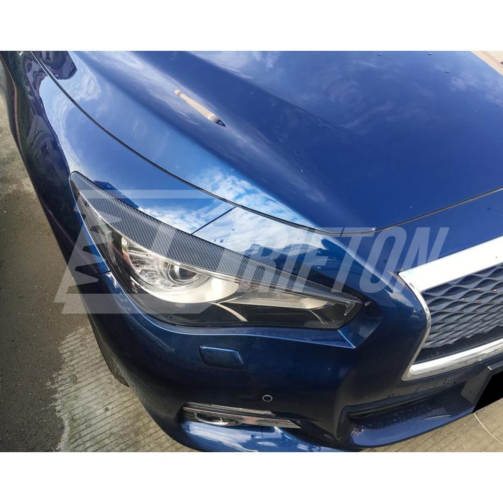 Honeycomb Weave Dry Carbon Fiber Lamp Eyebrow Lid Cover For INFINITI Q50 2013-2024
