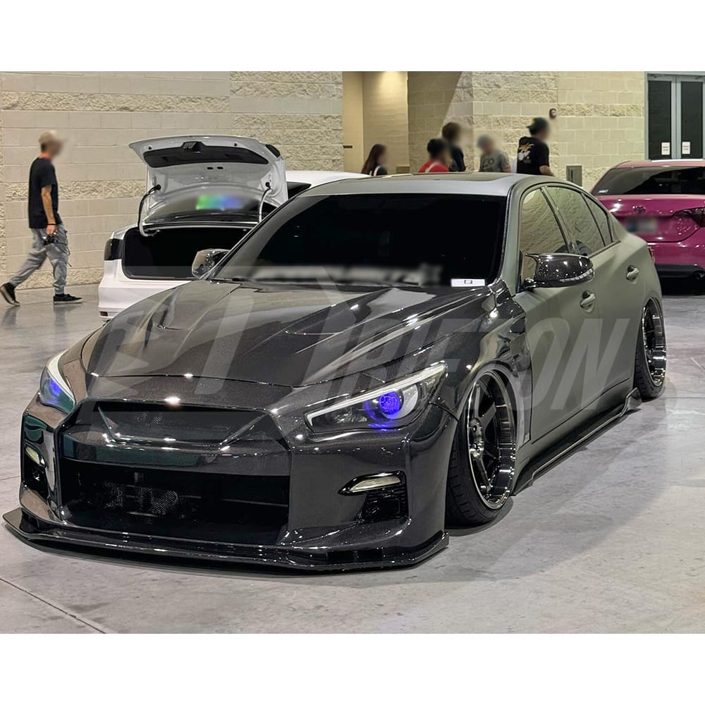 LB Style Partial Carbon Fiber Front Bumper For INFINITI Q50 2013-2017