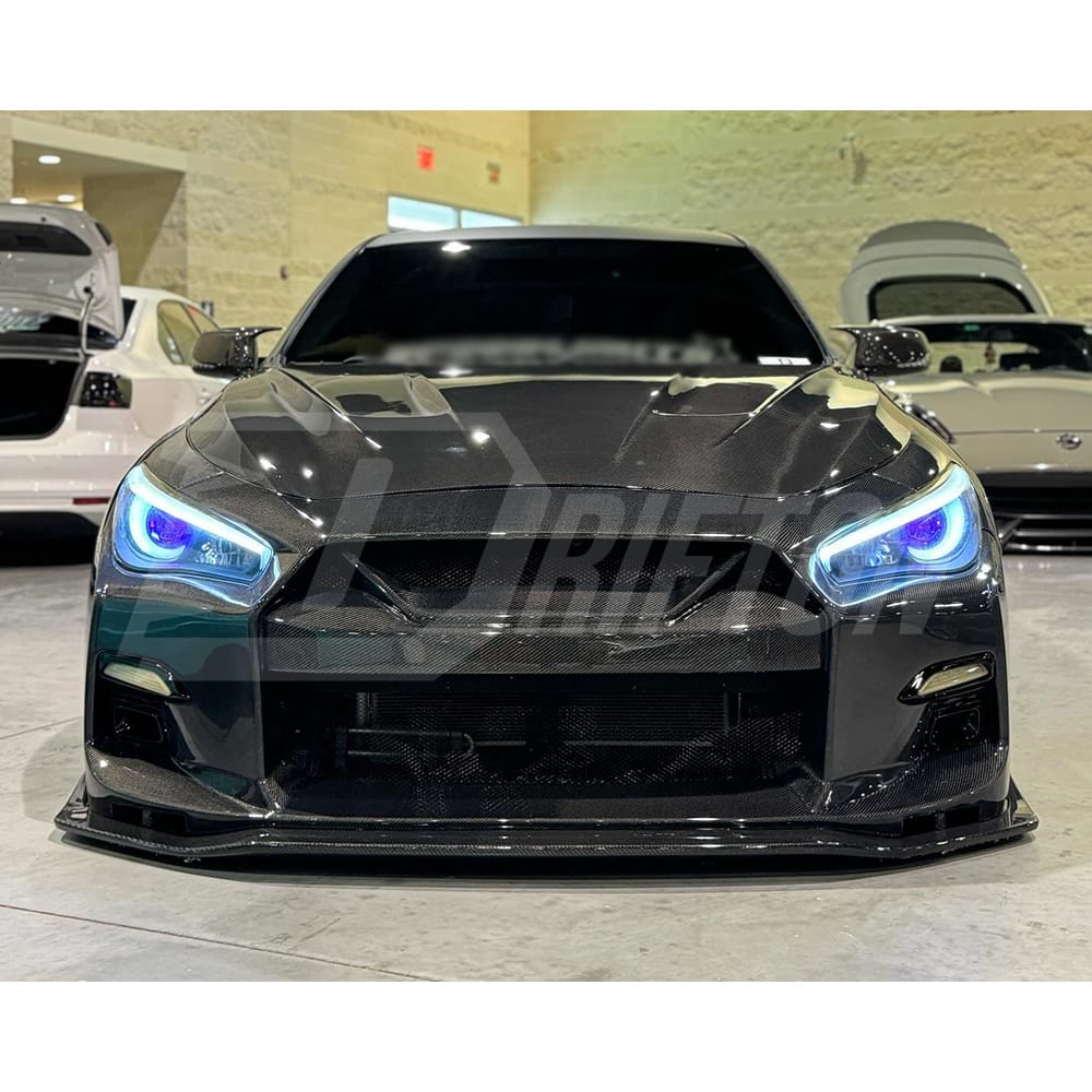 LB Style Partial Carbon Fiber Front Bumper For INFINITI Q50 2013-2017