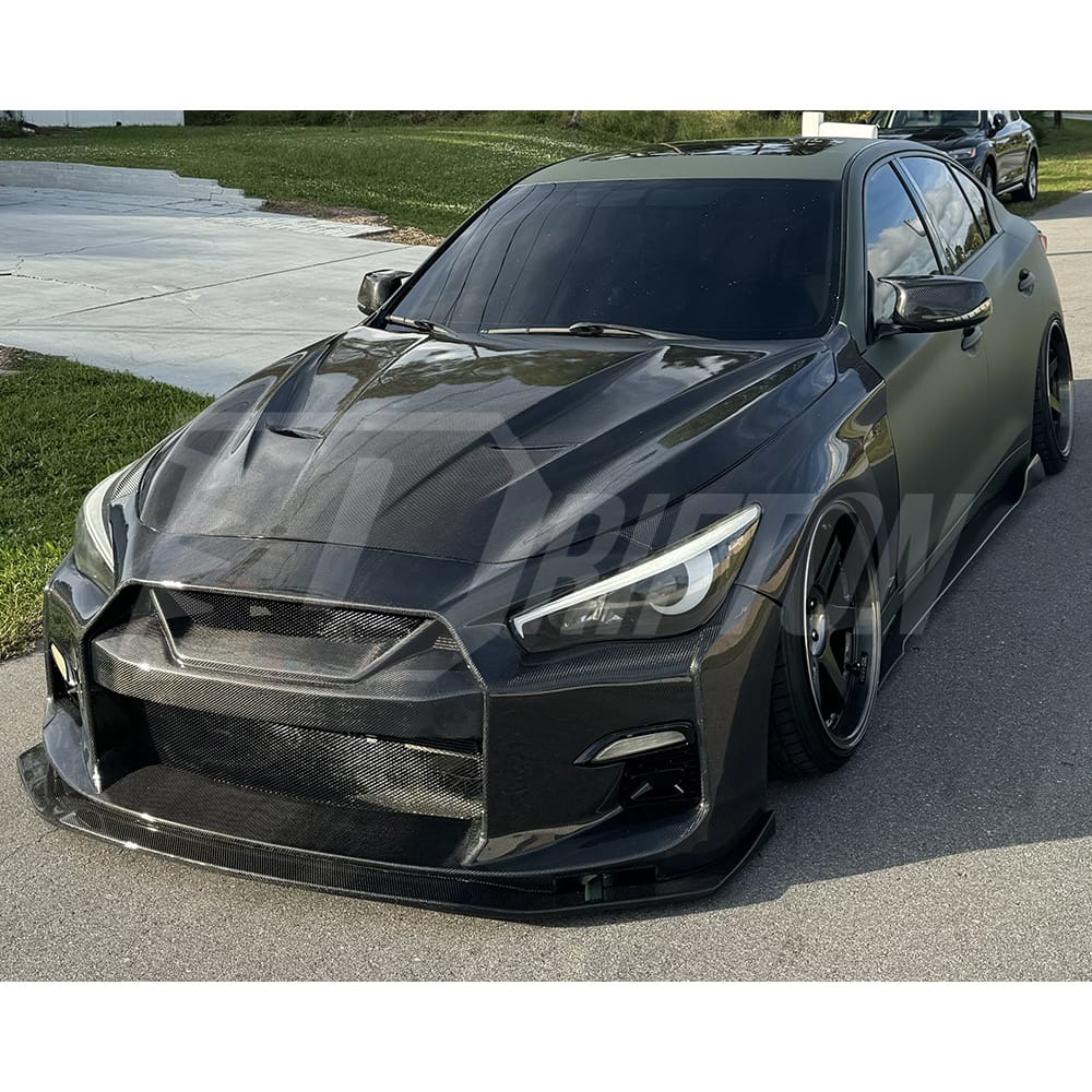 LB Style Partial Carbon Fiber Front Bumper For INFINITI Q50 2013-2017