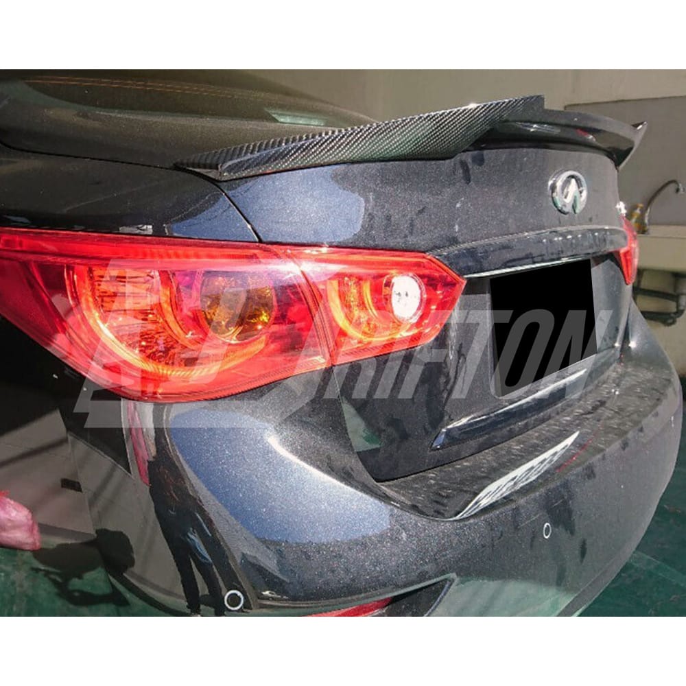 M4 Style Carbon Fiber Rear Spoiler Trunk Wing For INFINITI Q50 2013-2024