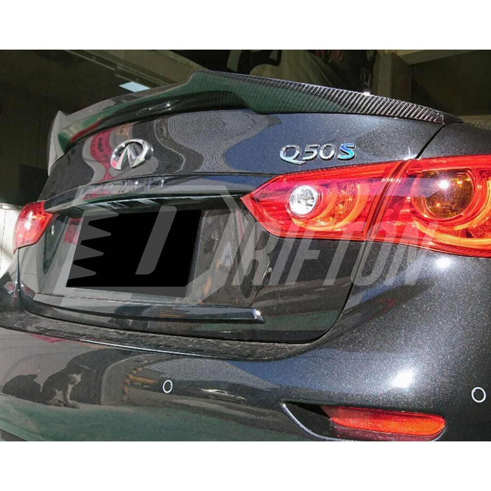 M4 Style Carbon Fiber Rear Spoiler Trunk Wing For INFINITI Q50 2013-2024