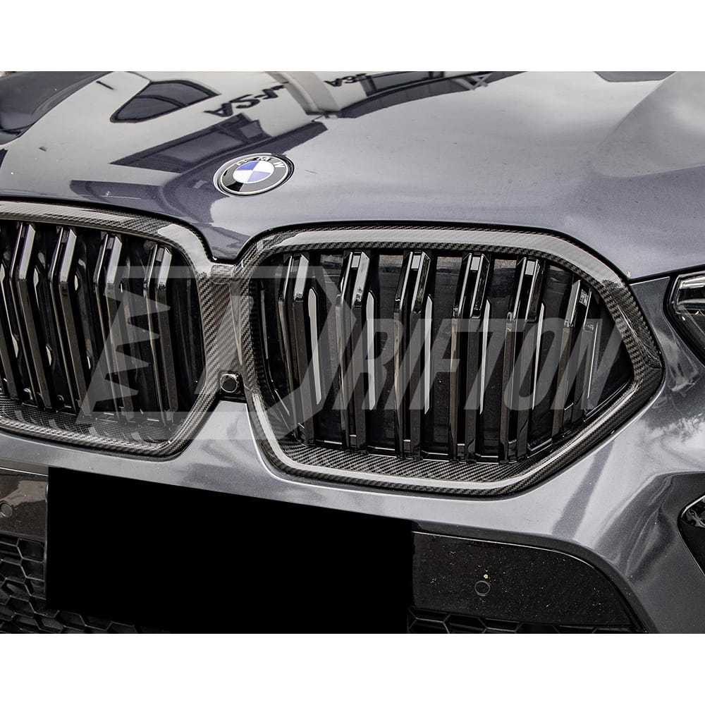 Double Slat Style Carbon Fiber Front Grill For BMW X6 G06 2019-2023