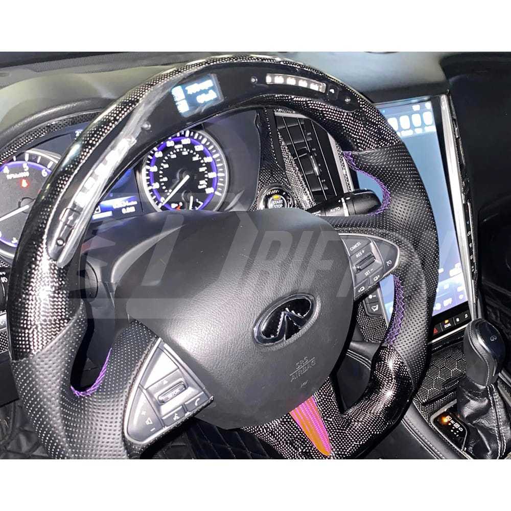 Drifton V2 Style Custom Made LED Display Carbon Fiber Steering Wheel For Infiniti Q50 Q50S 2013-2017