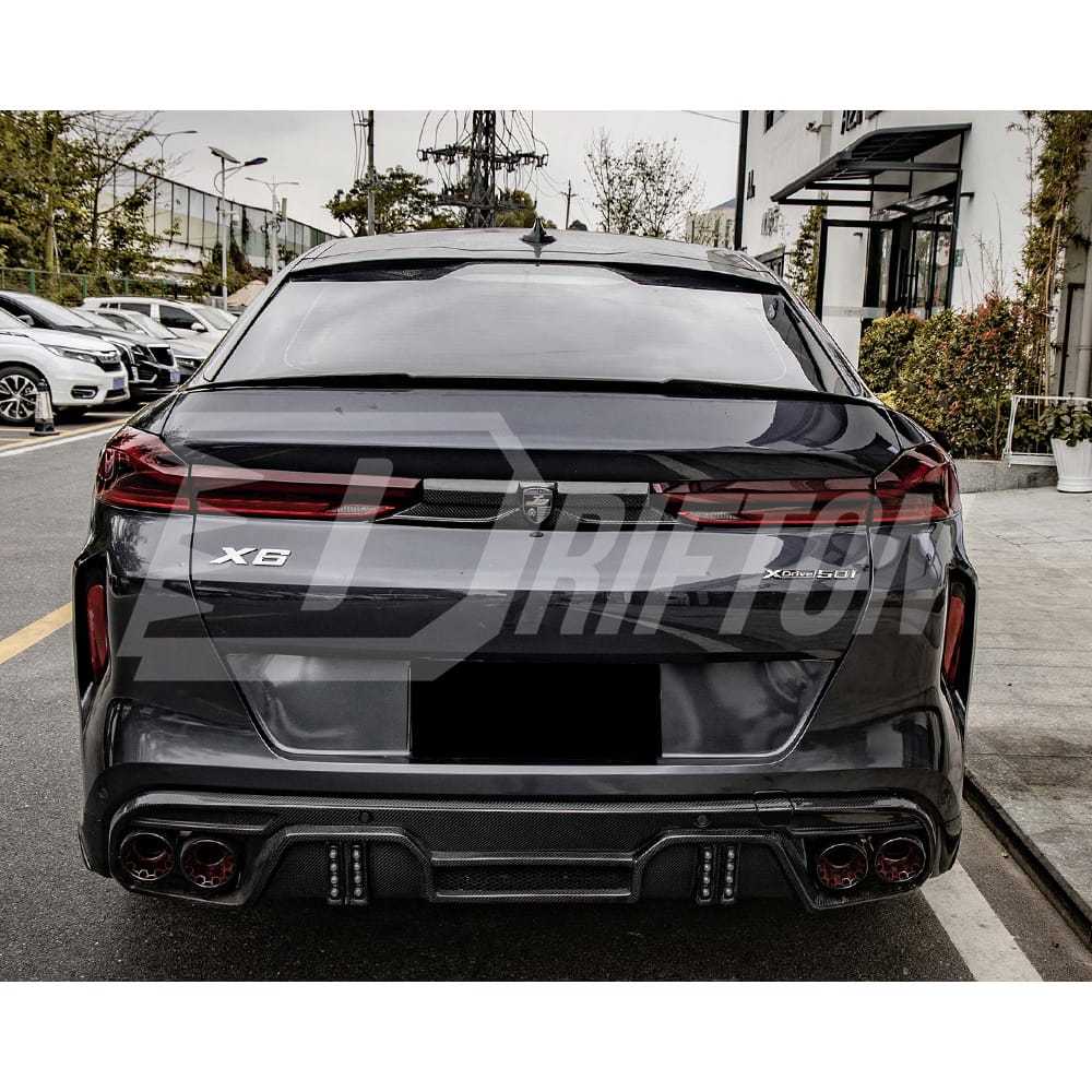 M Style Carbon Fiber Rear Spoiler Trunk Wing For BMW X6 G06 2019-2023