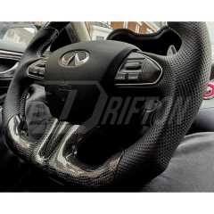 Drifton V2 Style Custom Made LED Display Carbon Fiber Steering Wheel For Infiniti Q50 Q50S 2013-2017