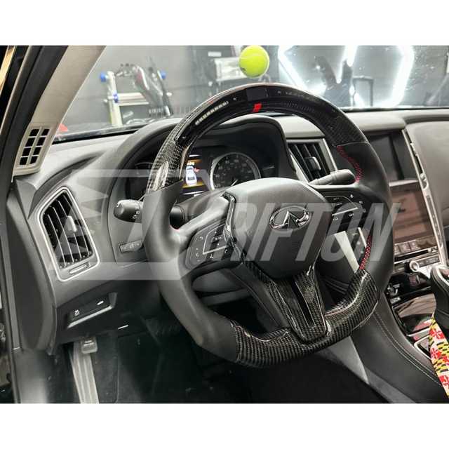 Drifton V4 Style Custom Made LED Display Carbon Fiber Steering Wheel For Infiniti Q50 Q50S 2018-2024