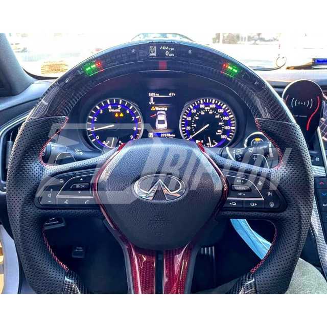 Drifton V4 Style Custom Made LED Display Carbon Fiber Steering Wheel For Infiniti Q50 Q50S 2018-2024