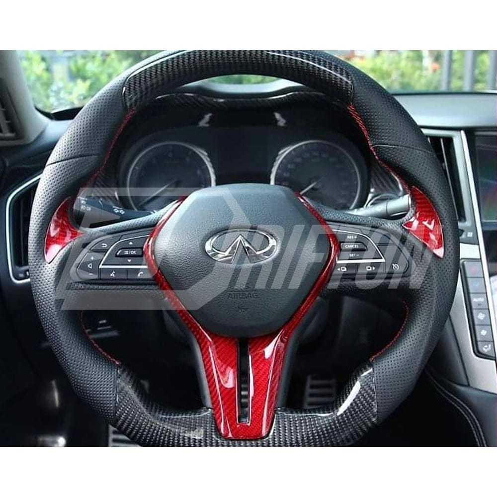 Drifton V3 Style Custom Made Carbon Fiber Steering Wheel For Infiniti Q50 Q50S 2018-2024