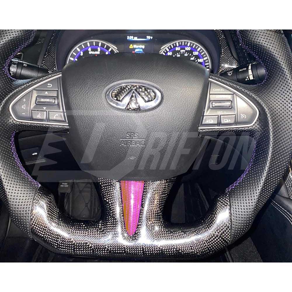 Drifton V2 Style Custom Made LED Display Carbon Fiber Steering Wheel For Infiniti Q50 Q50S 2013-2017
