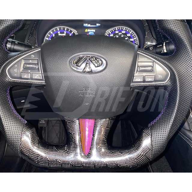 Drifton V2 Style Custom Made LED Display Carbon Fiber Steering Wheel For Infiniti Q50 Q50S 2013-2017
