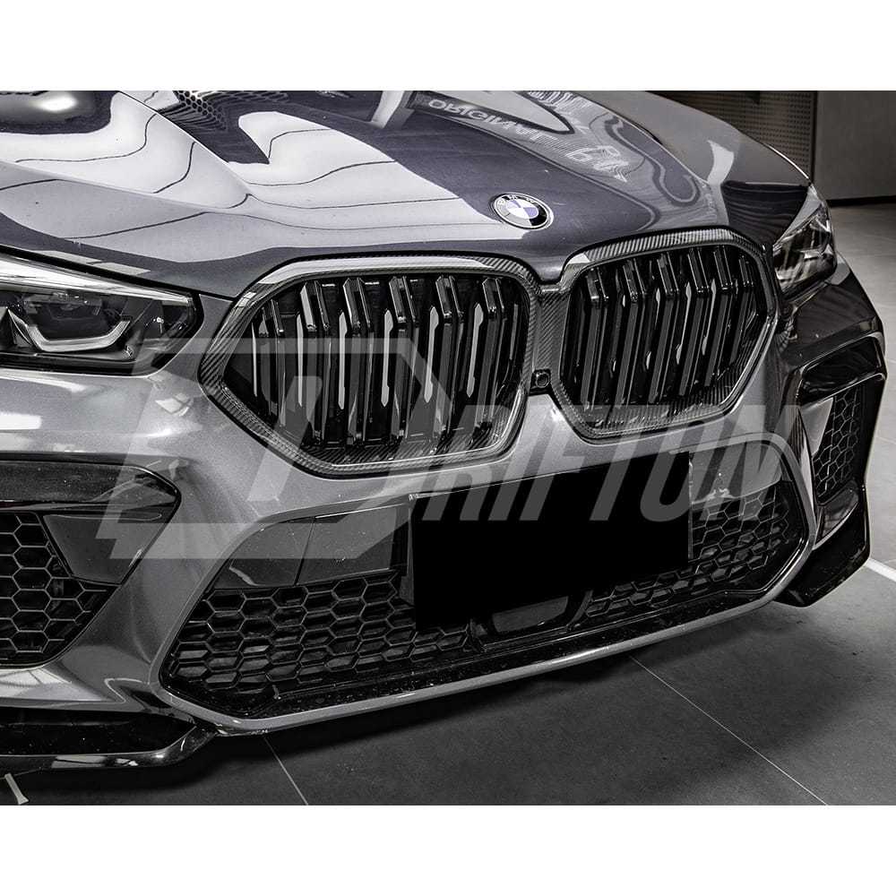 Double Slat Style Carbon Fiber Front Grill For BMW X6 G06 2019-2023