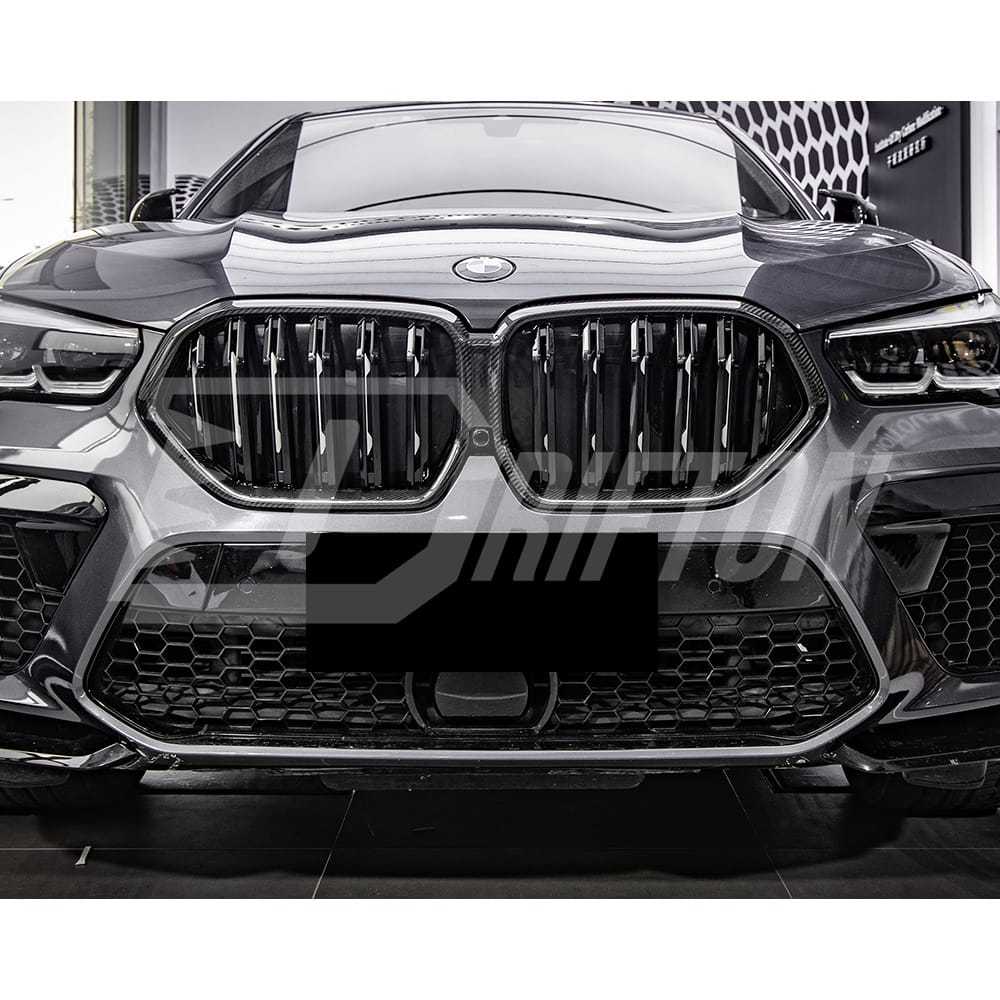 Double Slat Style Carbon Fiber Front Grill For BMW X6 G06 2019-2023