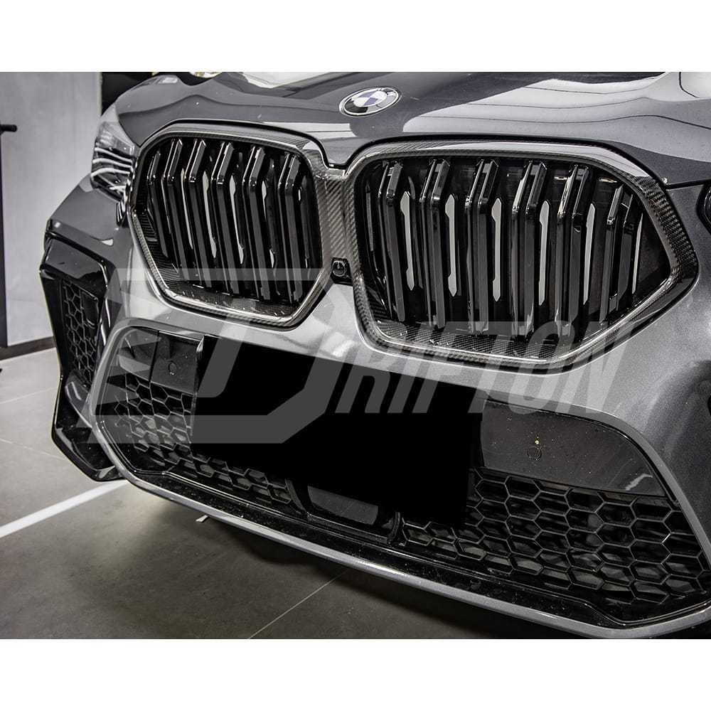 Double Slat Style Carbon Fiber Front Grill For BMW X6 G06 2019-2023
