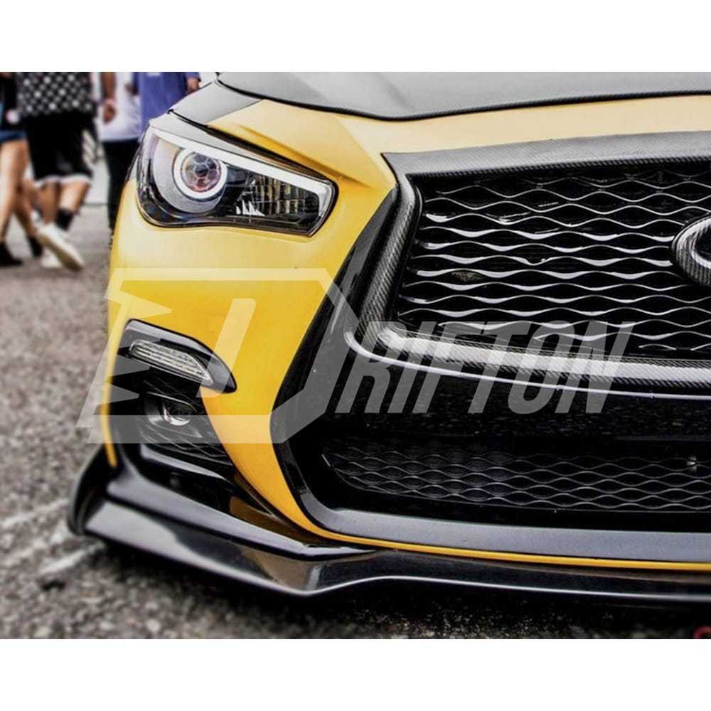 Dry Carbon Fiber Front Grill Cover For INFINITI Q50 2013-2024