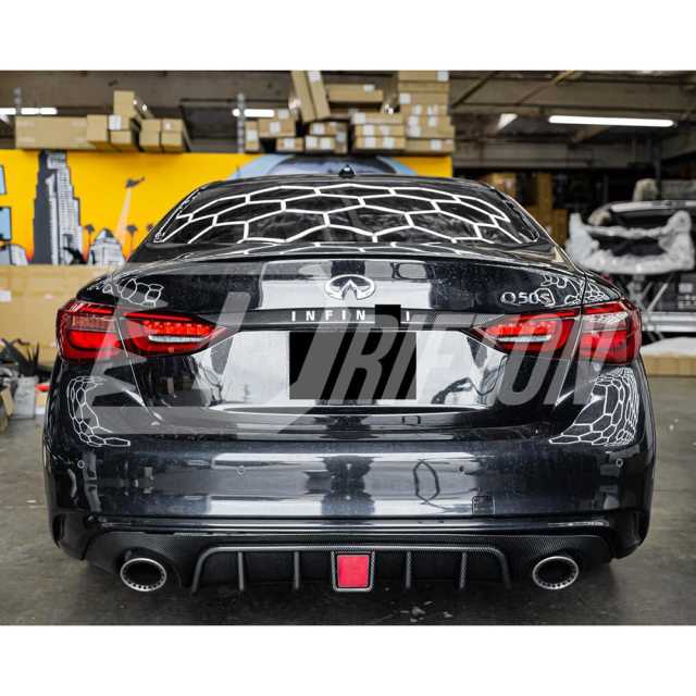 Dry Carbon Fiber Trunk Lid Cover Trim For INFINITI Q50 2018-2024