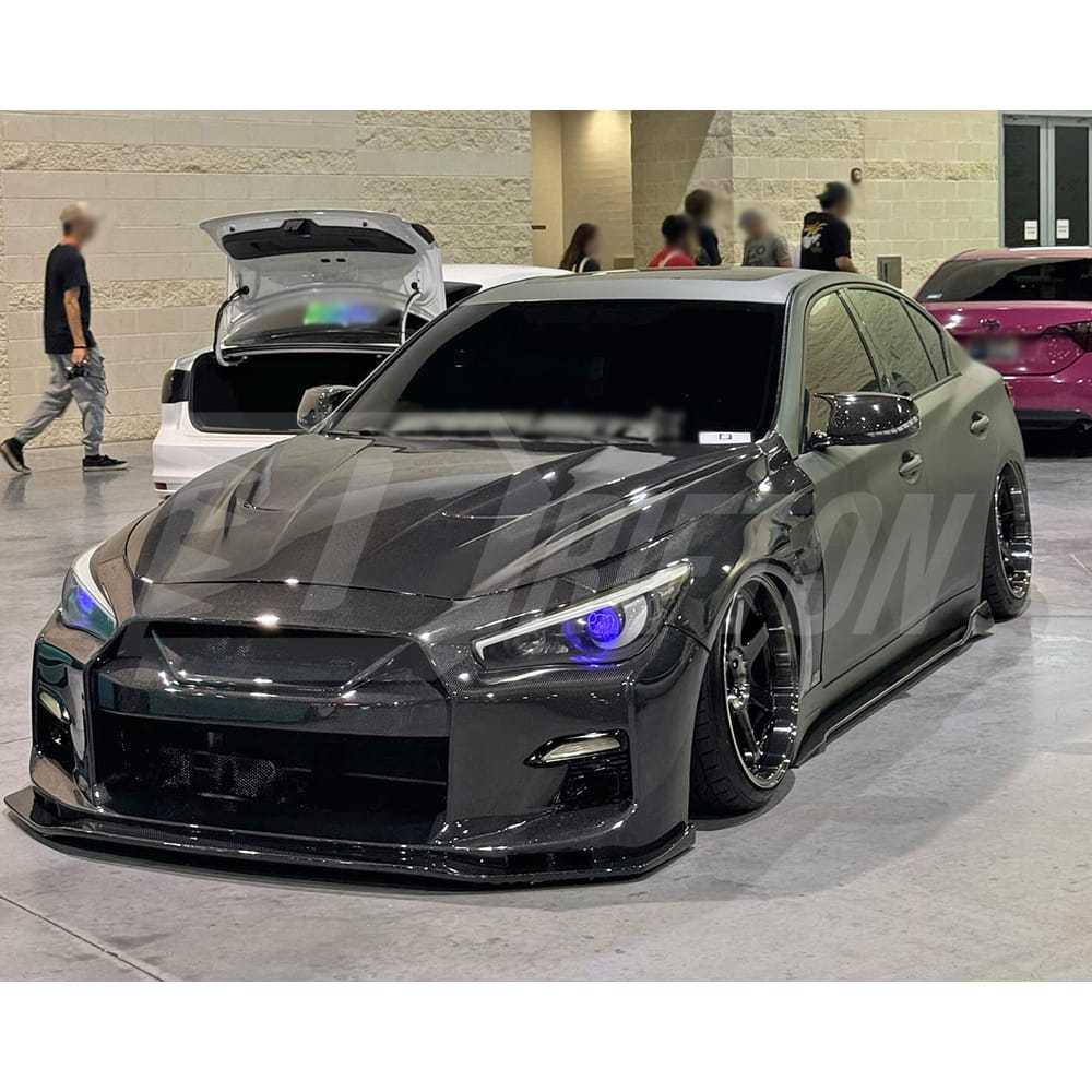 LB Style Partial Carbon Fiber Front Bumper For INFINITI Q50 2013-2024