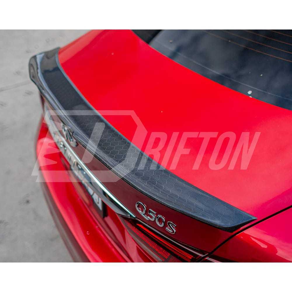 PSM Style Carbon Fiber Rear Spoiler Trunk Wing For INFINITI Q50 2013-2024