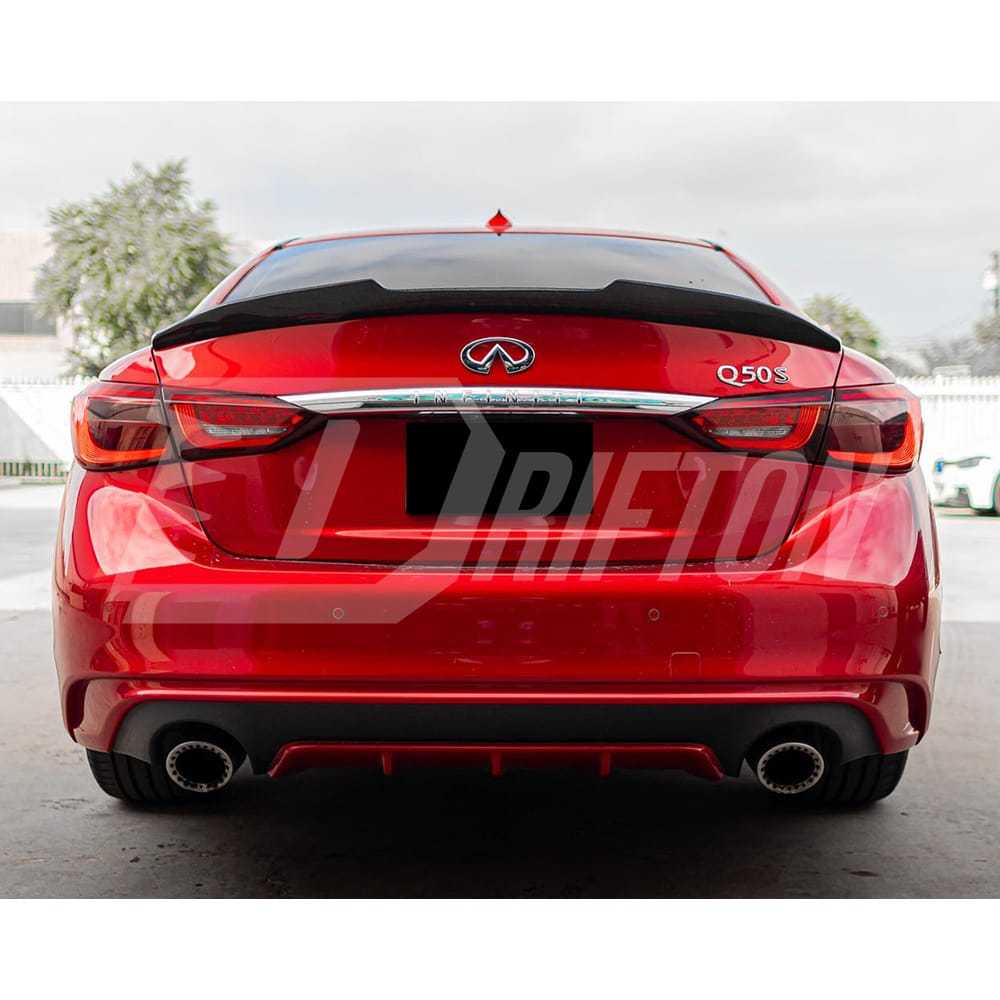PSM Style Carbon Fiber Rear Spoiler Trunk Wing For INFINITI Q50 2013-2024