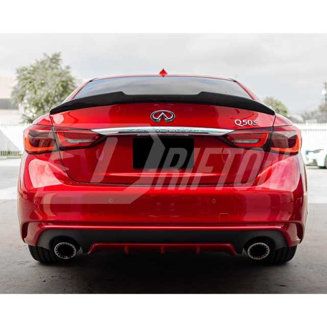 PSM Style Carbon Fiber Rear Spoiler Trunk Wing For INFINITI Q50 2013-2024