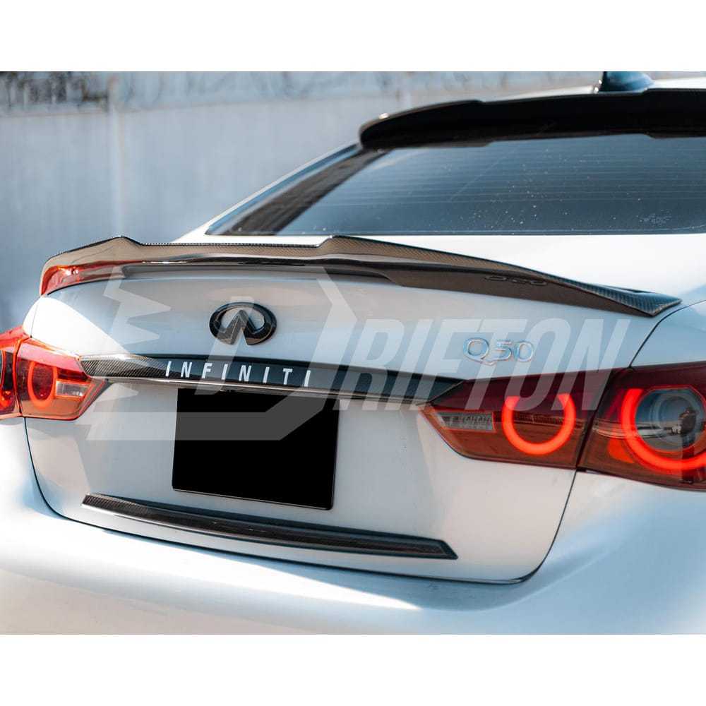 PSM Style Carbon Fiber Rear Spoiler Trunk Wing For INFINITI Q50 2013-2024